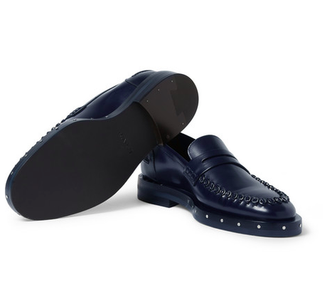 Loafers With Bite:  Lanvin Metal-Embellished Leather Penny Loafers