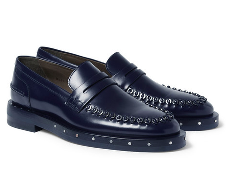 Loafers With Bite:  Lanvin Metal-Embellished Leather Penny Loafers