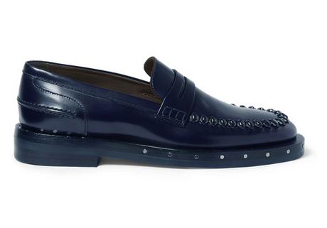 Loafers With Bite:  Lanvin Metal-Embellished Leather Penny Loafers