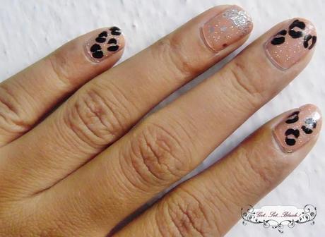 Animal Print Shimmery Nude Nails