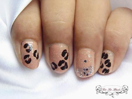 Animal Print Shimmery Nude Nails