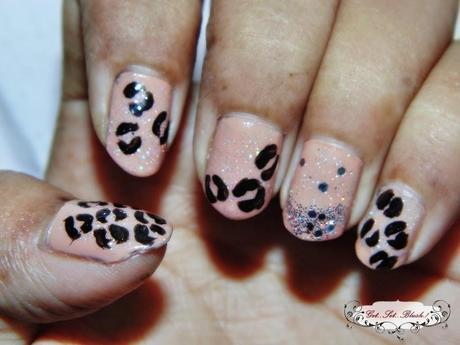 Animal Print Shimmery Nude Nails