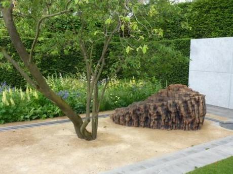 wooden sculpture on the Laurent Perrier Garden at Chelsea 2014