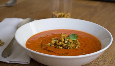 Tomato Soup with Roasted Flageolet Beans