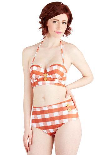 Pool Party Picnic Swimsuit in Orange Gingham