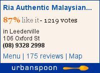 Ria Authentic Malaysian Food on Urbanspoon