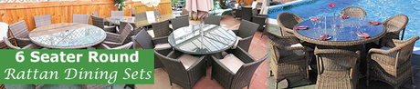Round Rattan Dining 6 Seater Outdoor Set