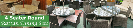 Round Rattan Dining 4 Seater Sets