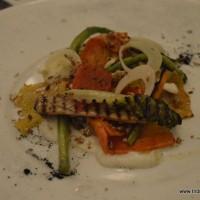 charred baby gem with summer vegetables