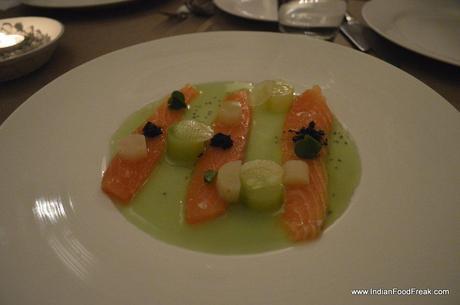 Cured Salmon with Green Apple water