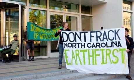 Earth First! activists lock down North Carolina’s DENR in Oct. 2012. Photo credit: Earth First!