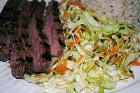 Sweet and Spicy Orange Flank Steak with Cabbage Salad