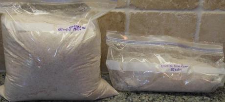 I put my flour into two Ziplock bags, labeled it, and put it in my freezer.  While it's not required to store it in the freezer, I prefer to keep my freshly milled flour in the freezer, because it retains more nutrients and stays fresher.
