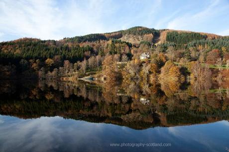 Landscape photo - tranquil autumn reflections in Loch Tummel, near Pitlochry, Scotland