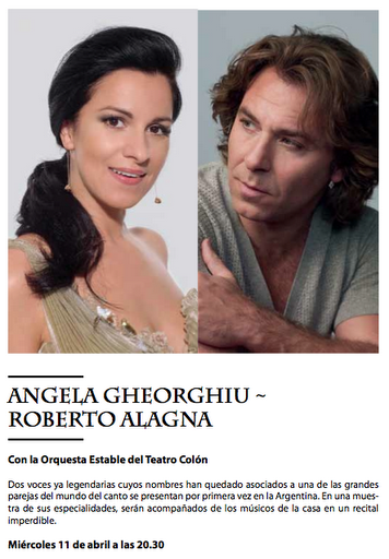 Angela&Roberto;, concert at Teatro Colon, April 2012
