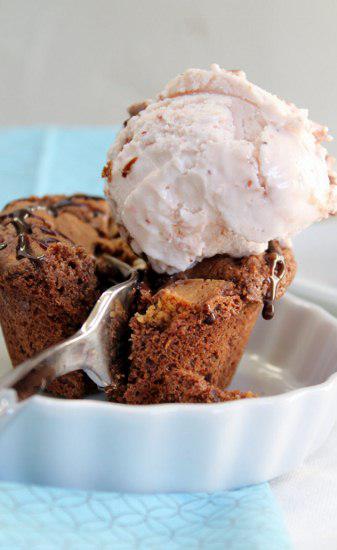 Food: Reese’s Peanut Butter Cup Brownie Muffins.