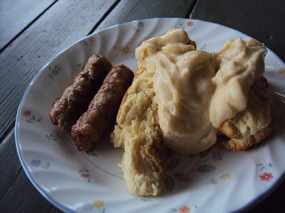 Quick Breads with Bechamel Sauce and Maple Sausage Links