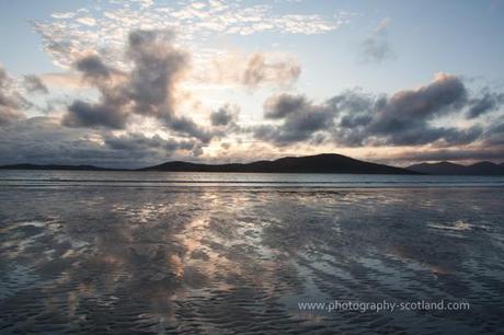Landscape photo - sunset from Luskentyre beach on Harris, Scotland