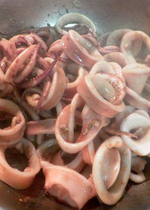 Warm Squid Salad - Saute squid 2 mins