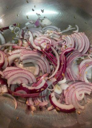 Warm Squid Salad - Saute onion