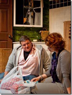 Caleb (Howie Johnson) and her best friend Ginger (Anna Carini, right) discuss the nature of grief and male/female friendships in SiNNERMAN Ensemble's Sweet Confinement, by Anna Carini, directed by Brea Hayes. Photo by Ben Chandler. 