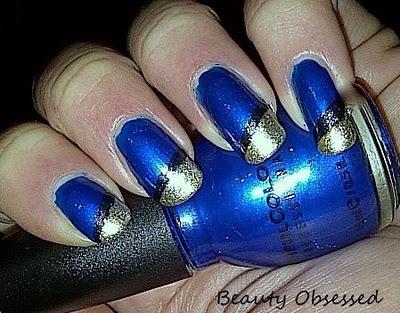 NOTW: MIDNIGHT BLUE & GOLD TIPS USING SCOTCH TAPE