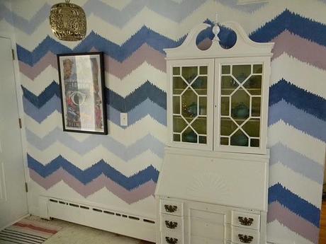 Painted Ikat Chevron Wall