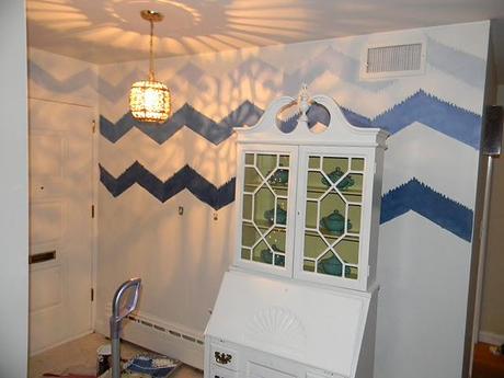 Painted Ikat Chevron Wall