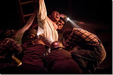 Bryson Engelen and Abbas Salem with Elaine Bell, Joe Ciresi, Carrie Hardin, James Holbrook and Miranda Zola in Polarity Ensemble Theatre’s “Peer Gynt”. Photo by John W. Sisson, Jr.