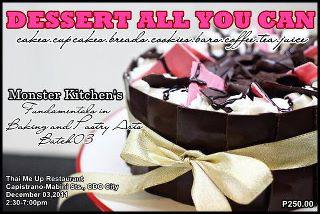 Get your sugar-rush on!  Attend Monster Kitchen’s Dessert All You Can
