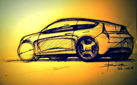 Car sketch tutorial by Luciano Bove: The 3/4 back view perspective.