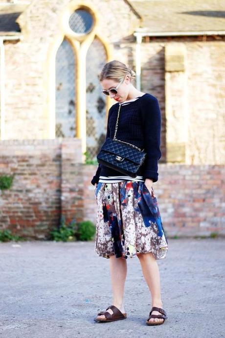 birkenstocks-floral-skirt-chanel-handbag