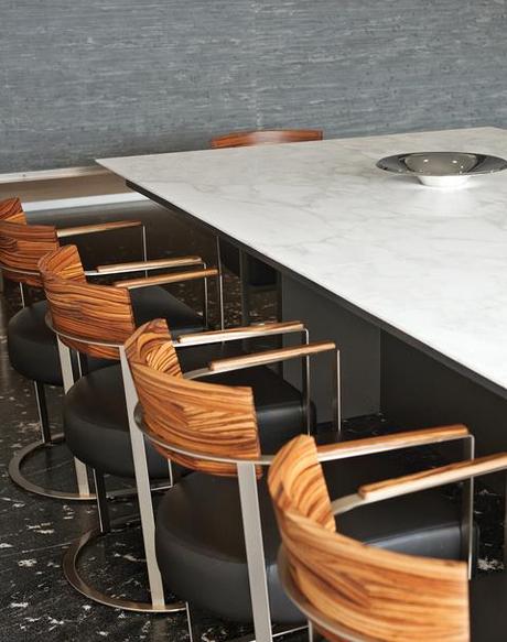 modern houses we love dining room flexform marble table leather chairs