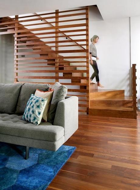 george residence interior custom walnut staircase