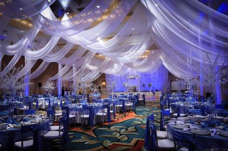 Blue wedding reception decor