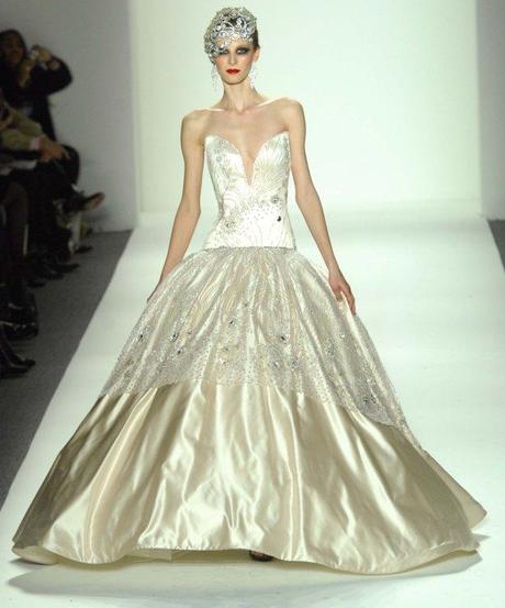 Wedding dress with with ivory skirt