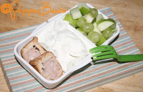 Pork Pie With Cream Cheese Salad and Fruit Bento Lunch C