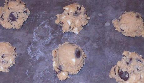 When the oven was hot and ready, I used a 2 tablespoon scoop to form my cookies and placed them on an ungreased cookie sheet.  Then I put them in the oven for about 9 minutes until they were done.