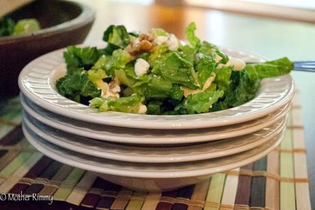 Green Salad with Apples, Goat Cheese, Walnuts and Apple Cinnamon Vinaigrette