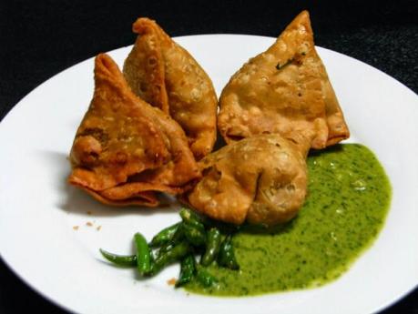 Vegetable Samosas with Mint Chutney