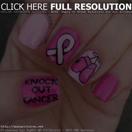 breast cancer nail art