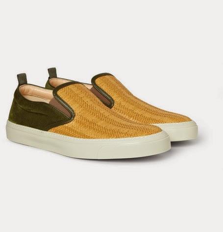 Easy Weave With Ease:  Gucci Woven Straw And Suede Slip-On Sneakers