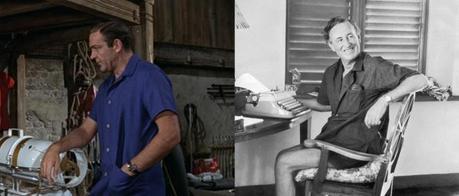 The Literary James Bond Sean Connery sports a Flemingesque blue casual shirt while in the Bahamas for Thunderball.