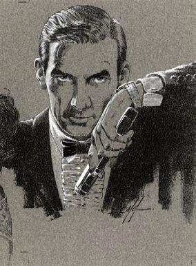 The Literary James Bond Mike Grell's illustration of James Bond in formal attire from his 1988 strip, Permission to Die. Grell clearly used Fleming's narrative as a basis for Bond's likeness.