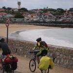 Bicycles making their way along the coastline