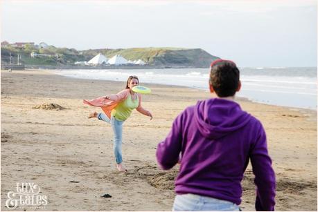 Bright coloured engagement photography photos at the beach in scarborough