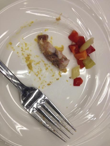 This is what was left of the head cheese after I decided if I were ever going to eat some, this was the place and the time and the mustard to put on it in case I didn't like it. But I liked it! Yay trade shows!