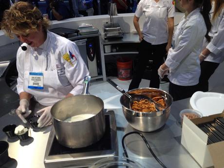 Pepsi demonstrates how to cook with junk food! This lady infused the warm milk with RoldGold Pretzels on the path to creating a caramel/pretzel milk shake using (are you ready?) Cap’n Crunch!! Thanks, Pepsi. Yay, Trade Shows!