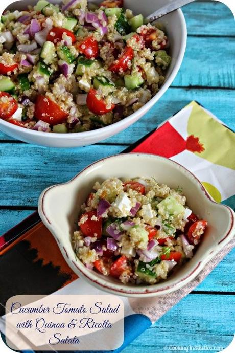 Cucumber Tomato Salad with Quinoa and Ricotta Salata - Guest Post from Cooking in Stilettos