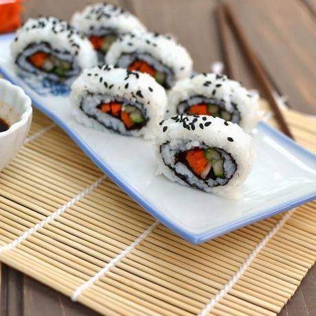 Cucumber & Carrot California Sushi Roll (Vegan Recipe)